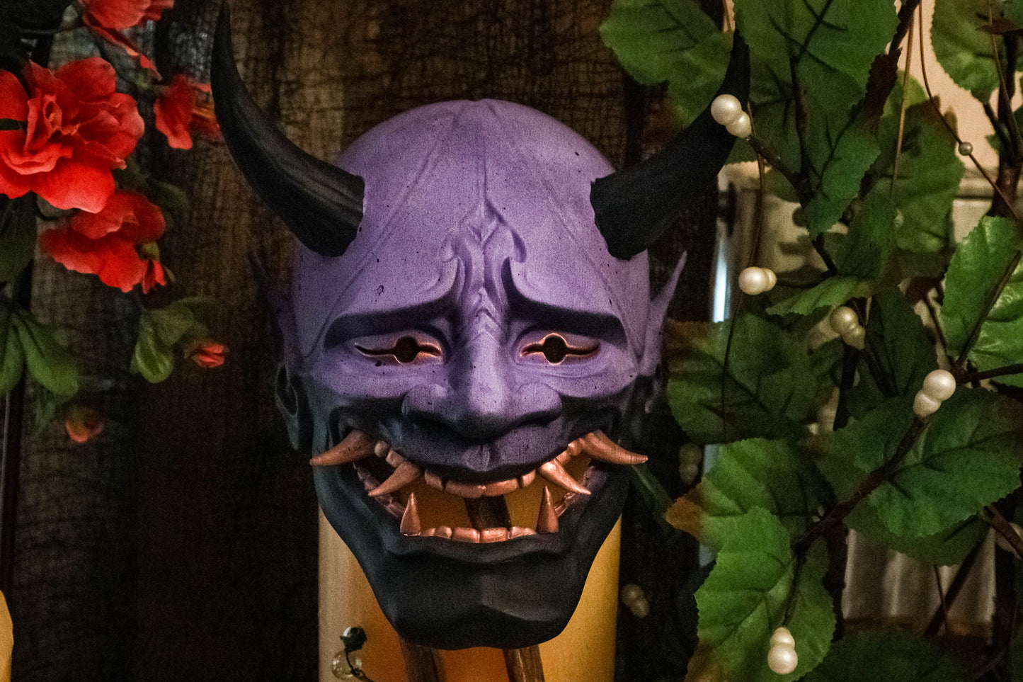 Majestic Oni Purple & Bronze Japanese Hannya Mask