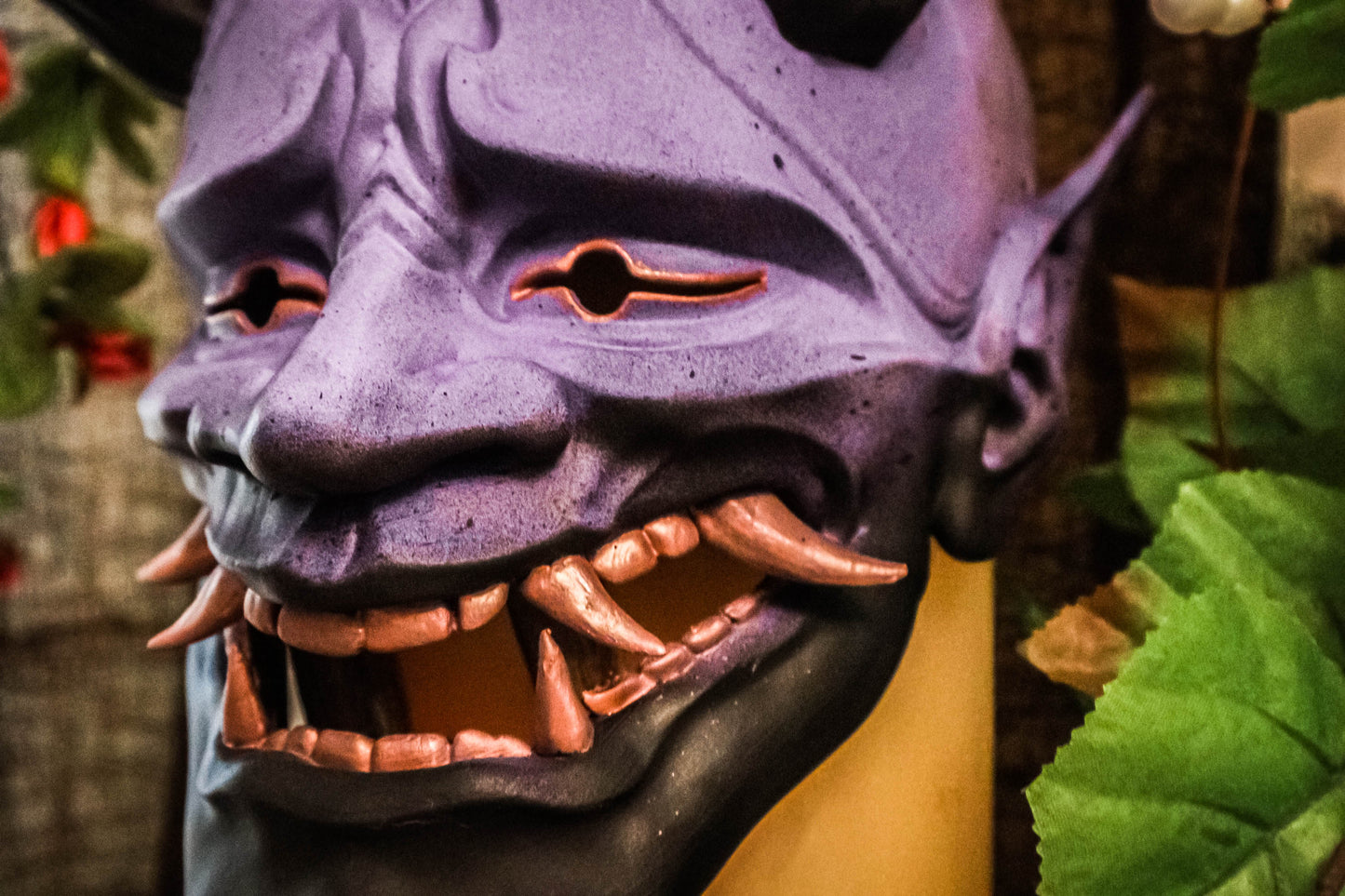 Majestic Oni Purple & Bronze Japanese Hannya Mask