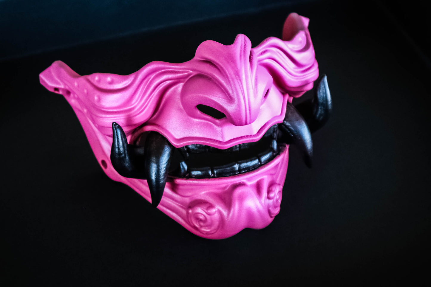 Pink Oni Half-Mask – Fierce and Bold Elegance Half Face Japanese Mask