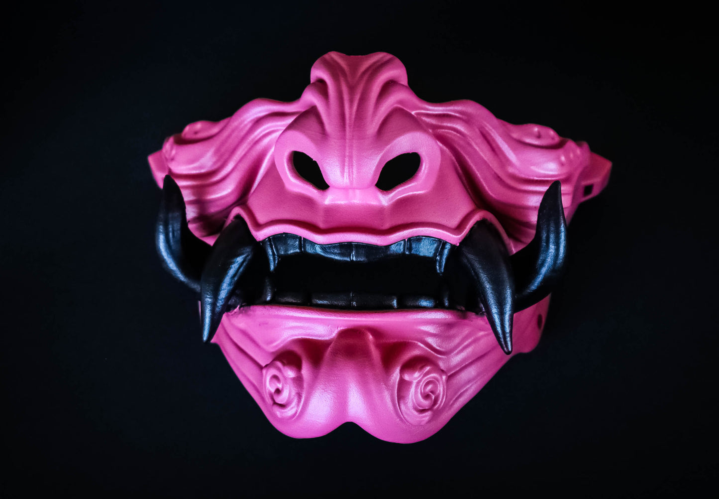 Pink Oni Half-Mask – Fierce and Bold Elegance Half Face Japanese Mask